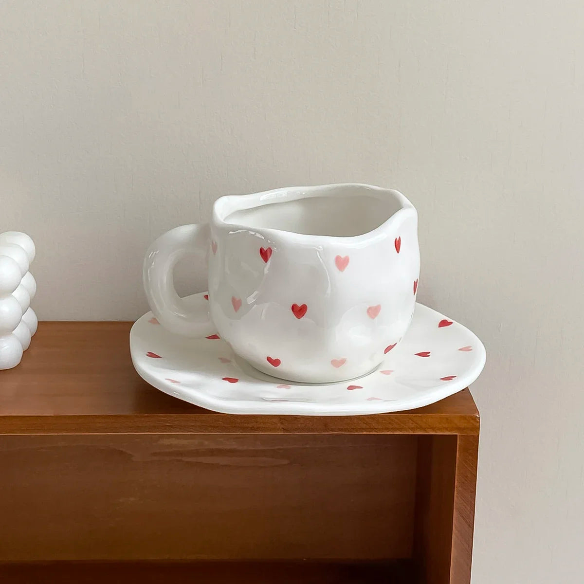 Tasse et Soucoupe Forme Cœur Irrégulière Créative