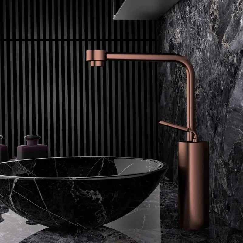 Robinet de Lavabo Or Rose Brossé Laiton Deux Trous