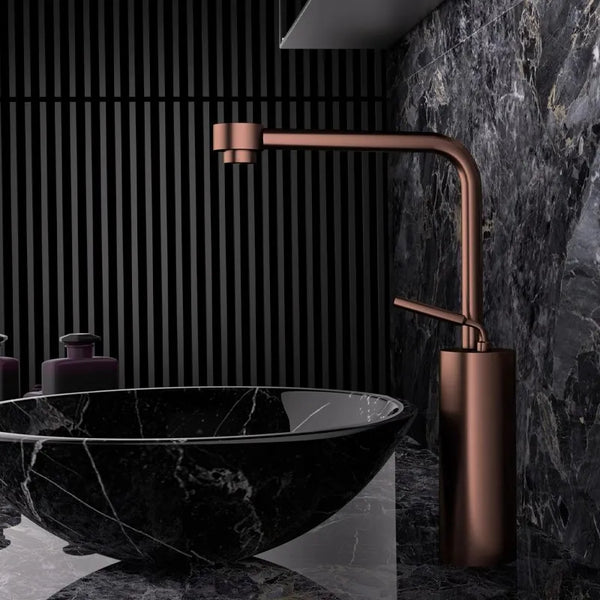 Robinet de Lavabo Or Rose Brossé Laiton Deux Trous