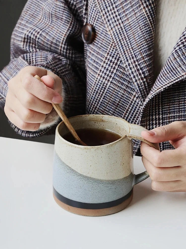 Tasse en Grès Style Japonais Rétro Anse Suspendue