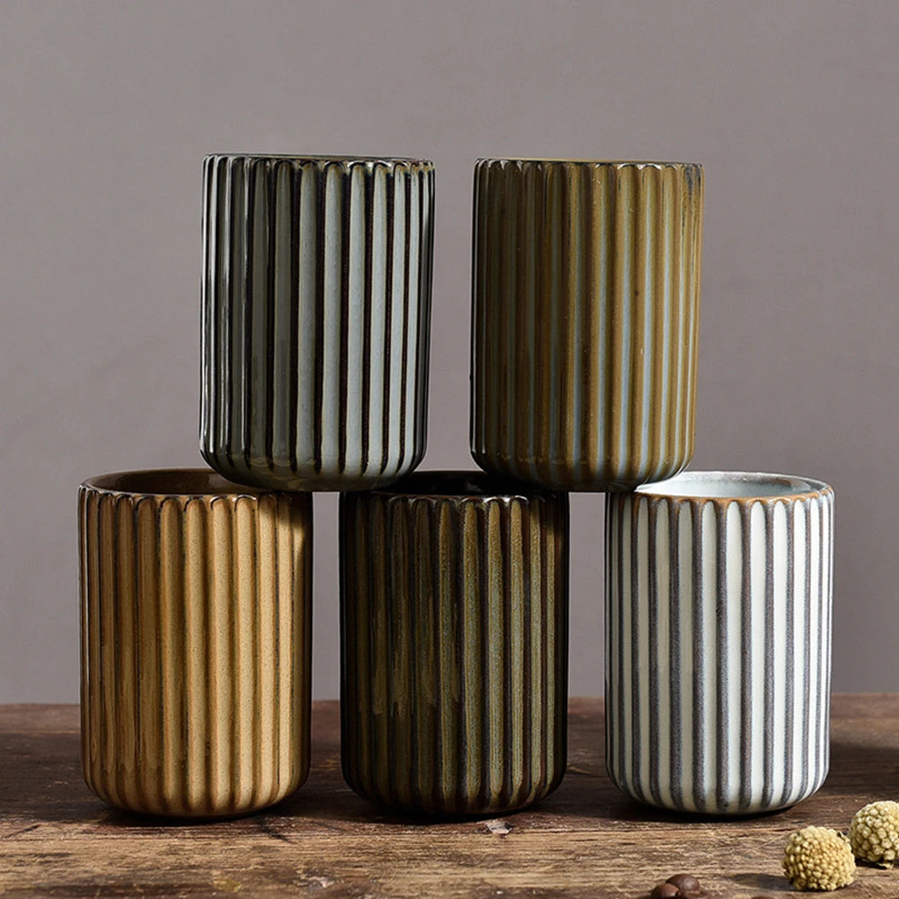 Mug en Céramique à Rayures Verticales - 300ml