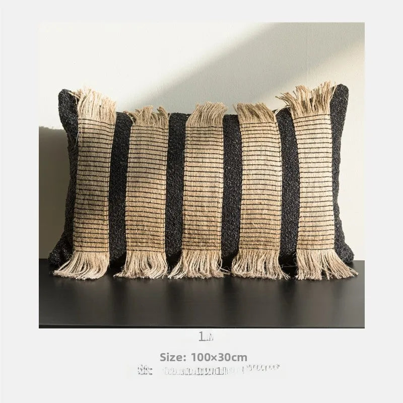 Housse de Coussin Corde de Chanvre Large Bordure Tressée