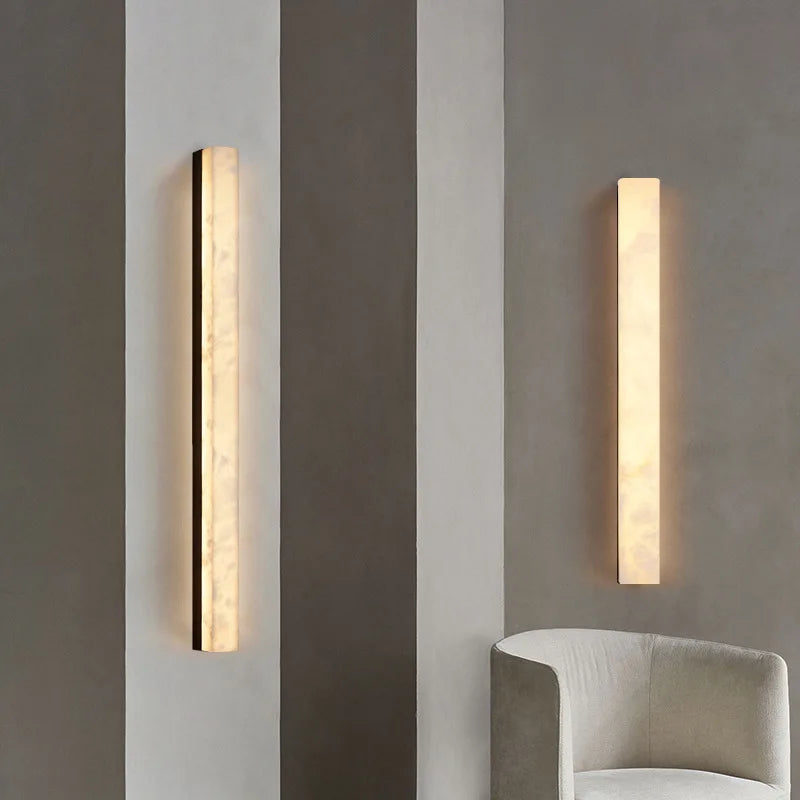 Applique Murale Marbre Naturel Espagnol Ligne Cuivre LED Albâtre