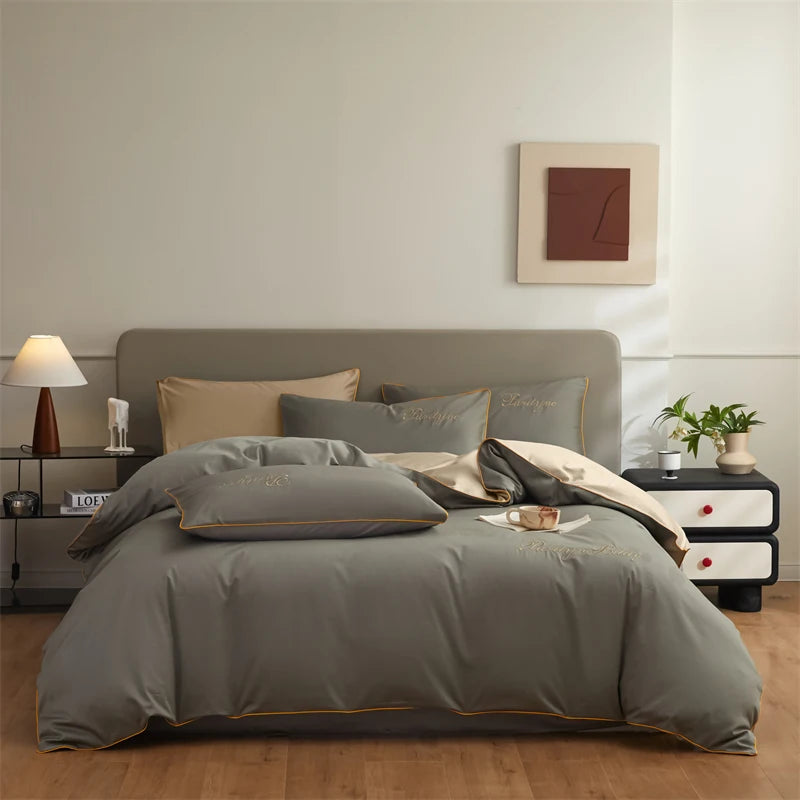 Set Housse de Couette Coton Égyptien avec Taies