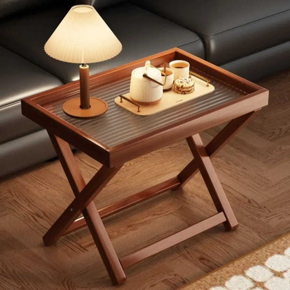 Table Basse Pliante Bois Base Robuste Compacte