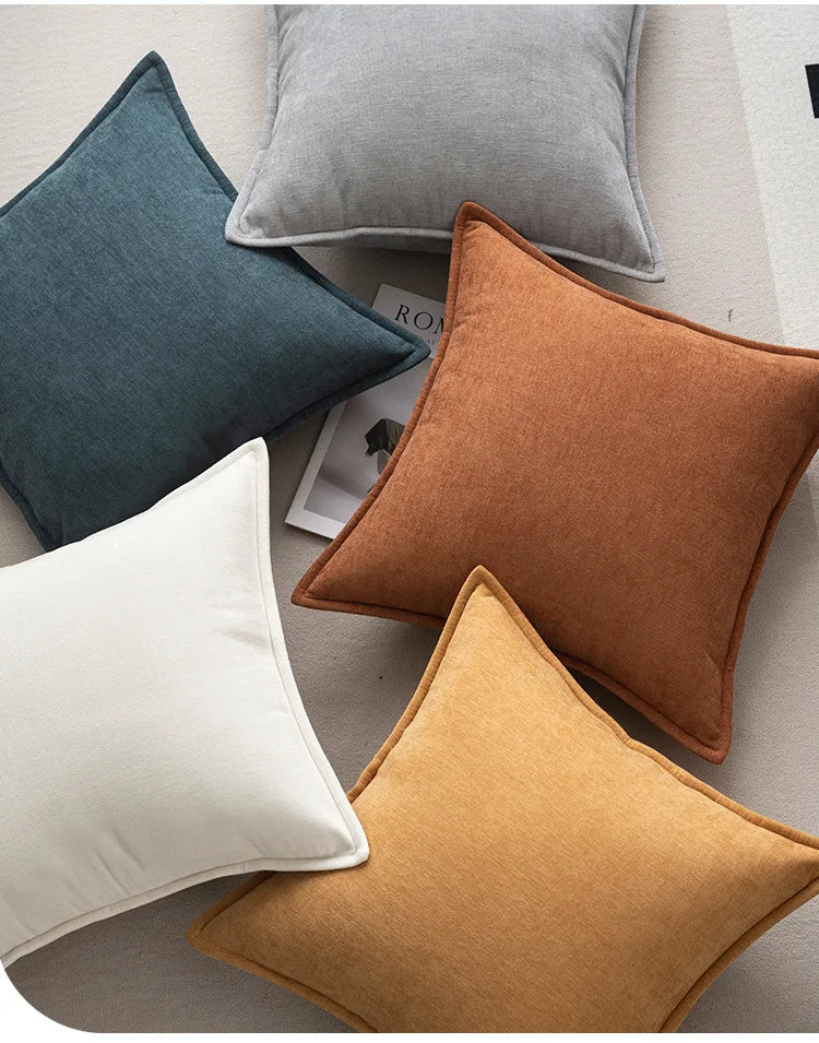 Housse de Coussin Chenille Rétro - Design Élégant