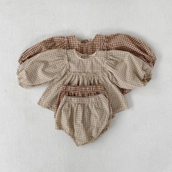 Ensemble Chemisier à Carreaux et Short Fille