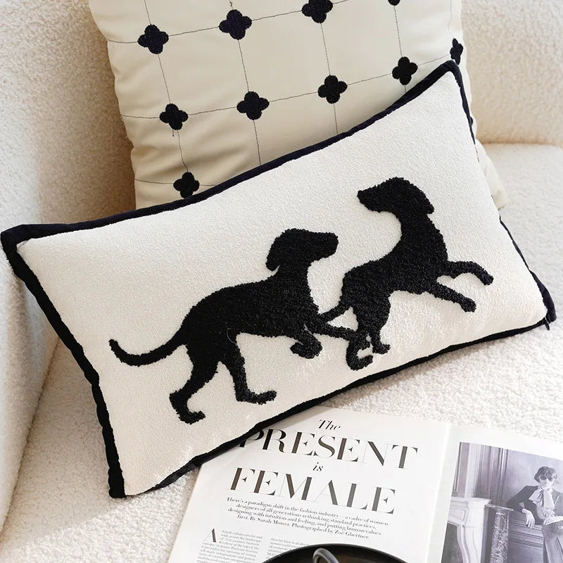 Housse de Coussin Rétro Française Noire