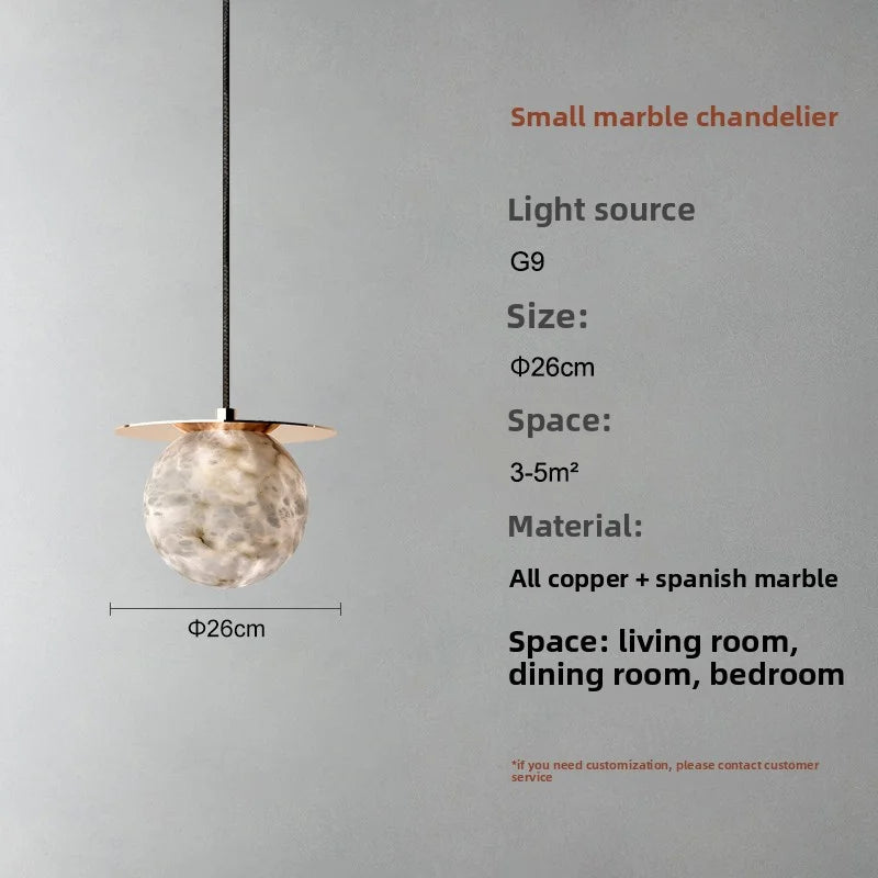 Suspension Boule en Marbre et Laiton - Design Contemporain