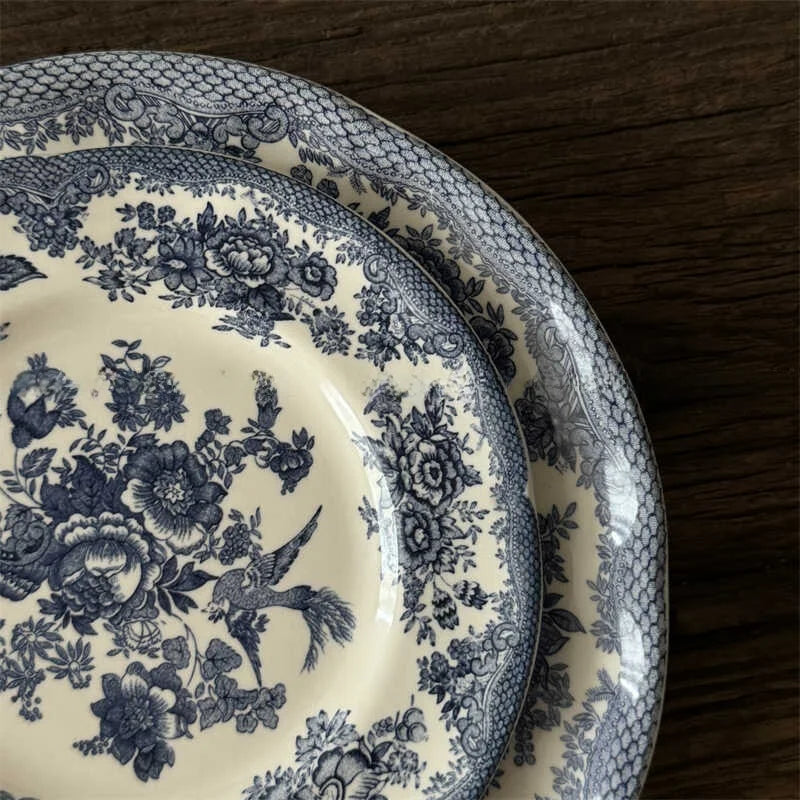 Service de Table Céramique Motif Floral Bleu Vintage