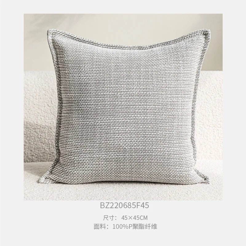 Housse de Coussin Beige Velours Bouclé Tricolore