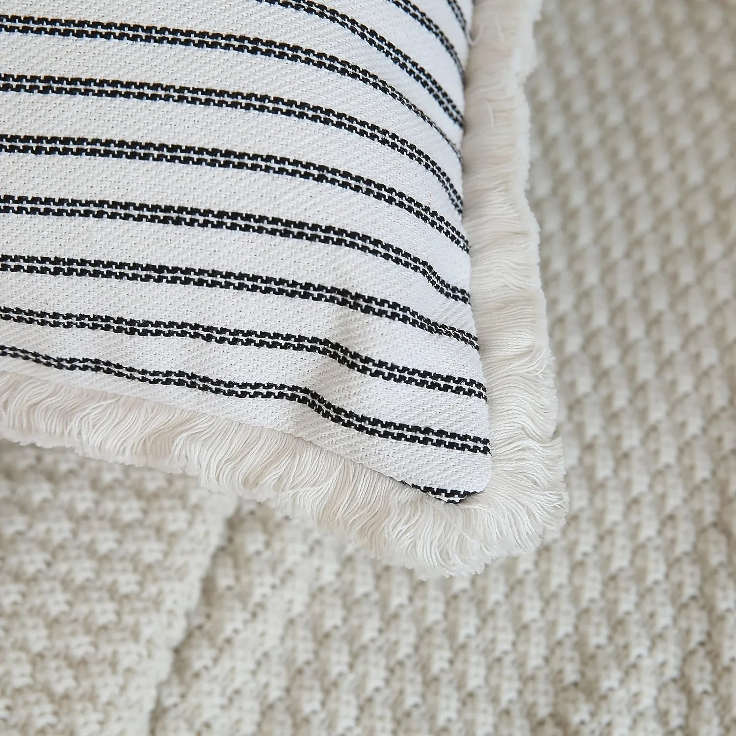 Housse de Coussin Rayée Confortable Style Décontracté