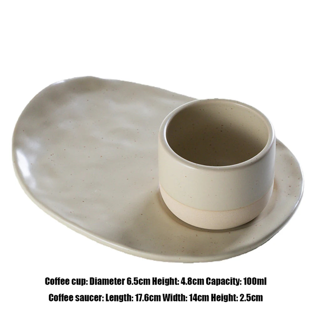 Ensemble Tasses Expresso et Soucoupes Motif Pointillé Style Oriental