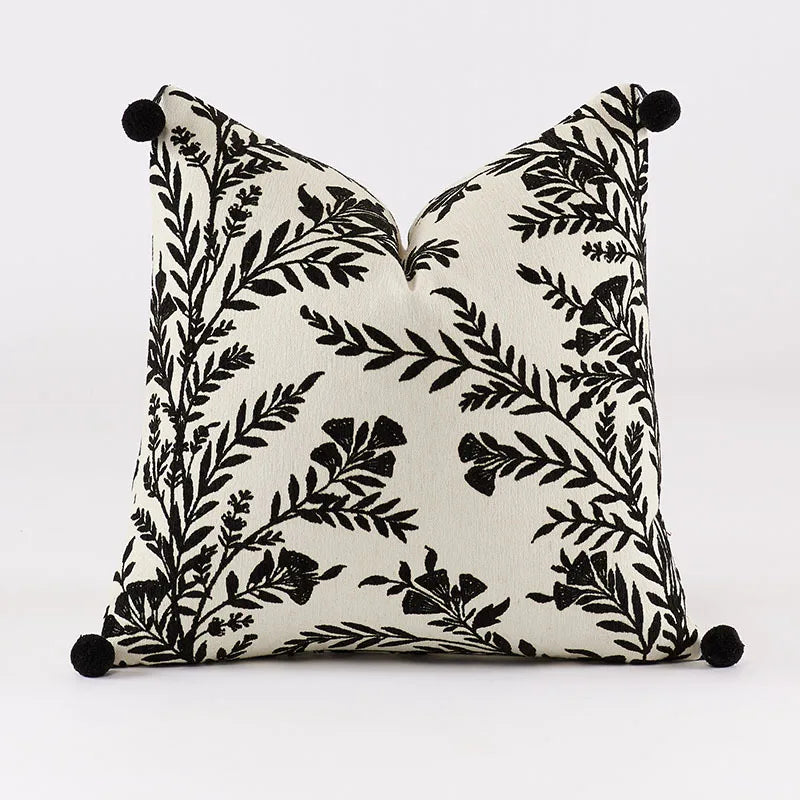 Housse de Coussin Jacquard Géométrique Gris Avoine Luxe Minimaliste