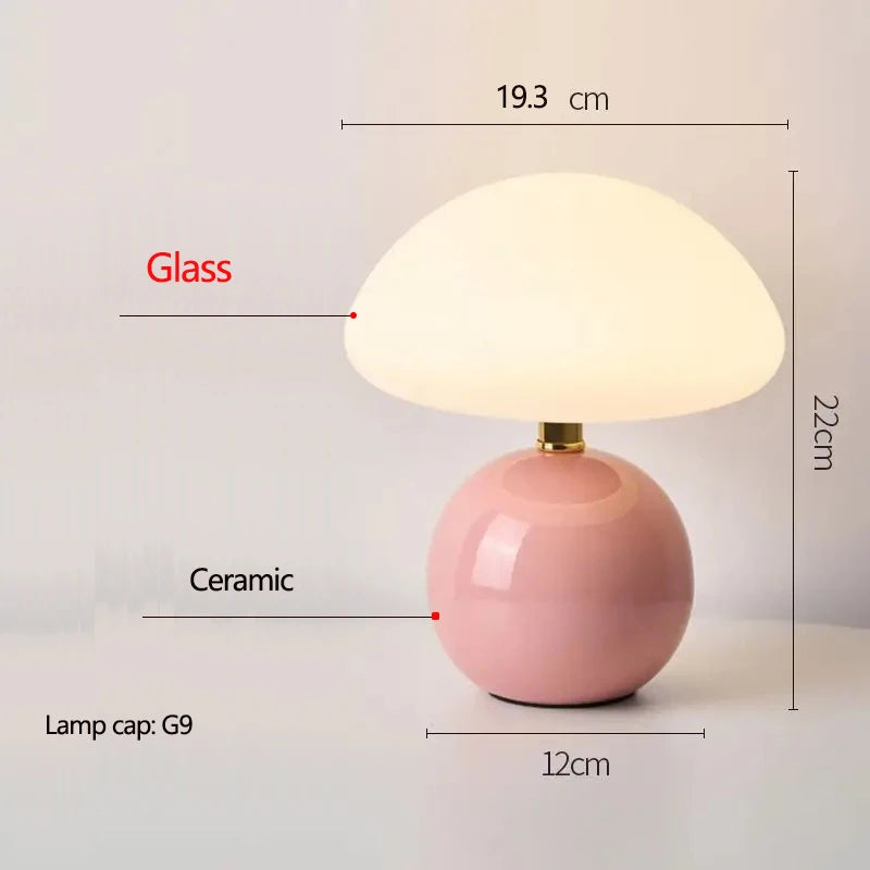 Lampe de Table Champignon en Céramique - Style Nordique Crème