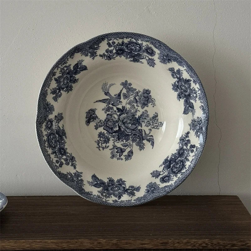 Service de Table Céramique Motif Floral Bleu Vintage