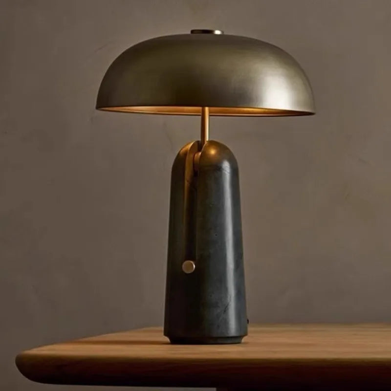Lampe de Table Champignon en Travertin Style Wabi-Sabi