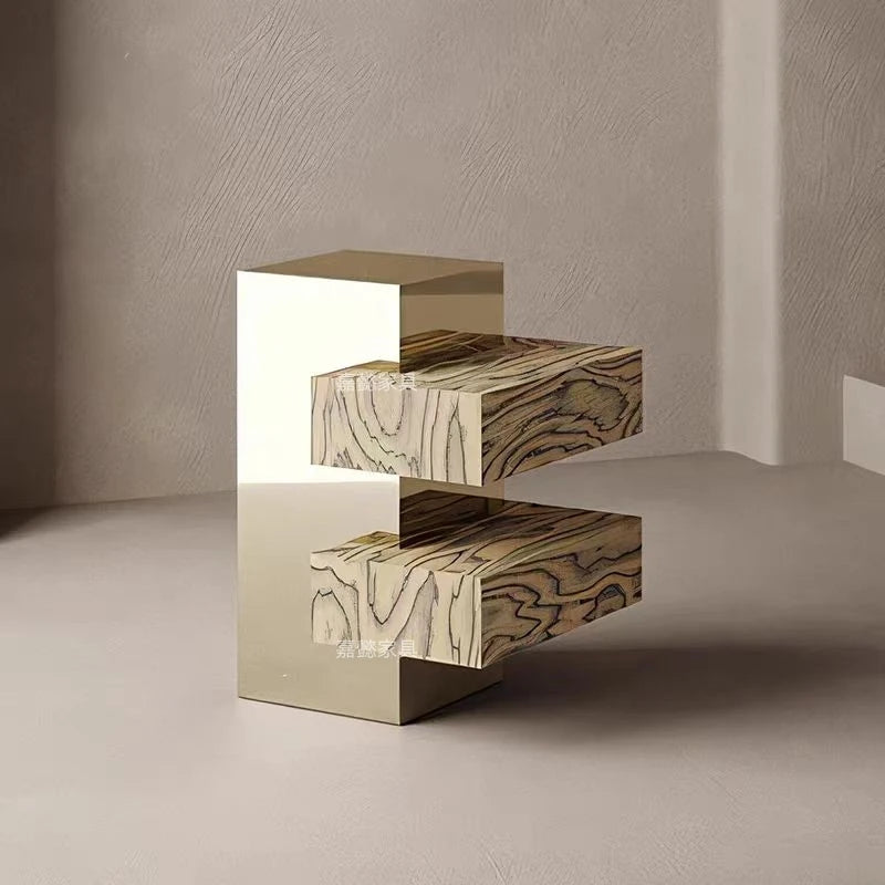 Geometric Metal Side Table – Light Luxury Accent Table