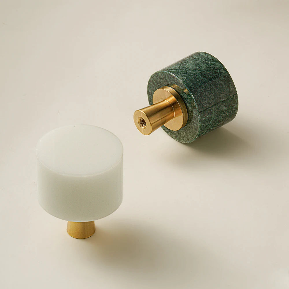 Marble & Brass Handle – Crystal Stone Knob