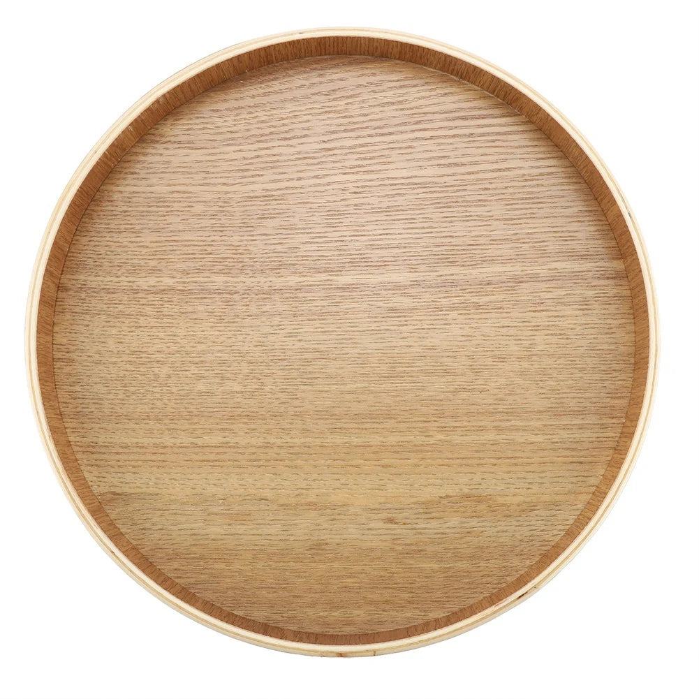 Plateau de Service en Bois Rond pour Thé et Collations