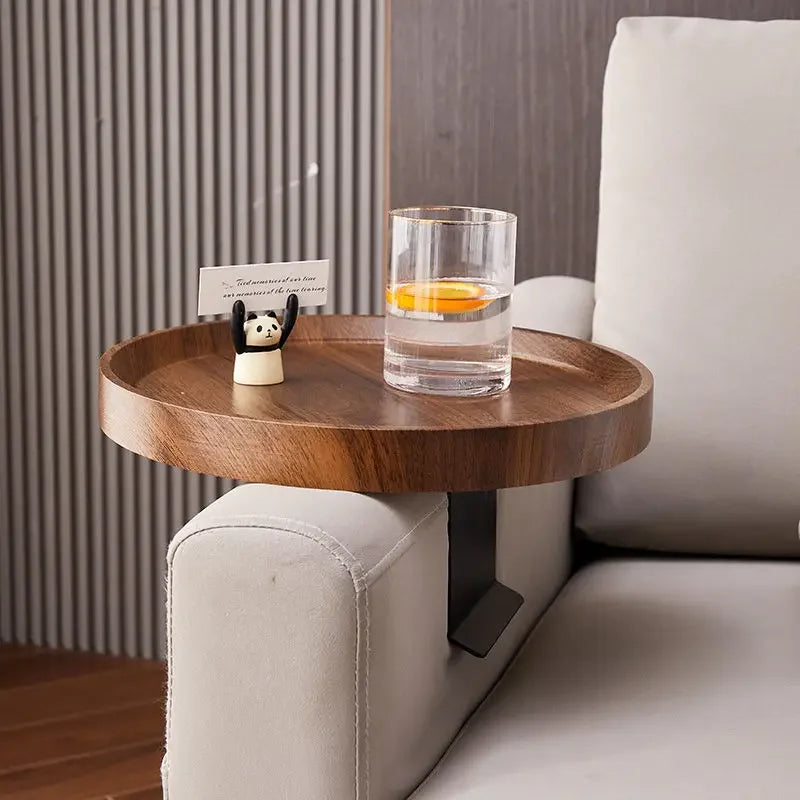 Plateau d'Accoudoir Mobile - Mini Table Basse Ronde