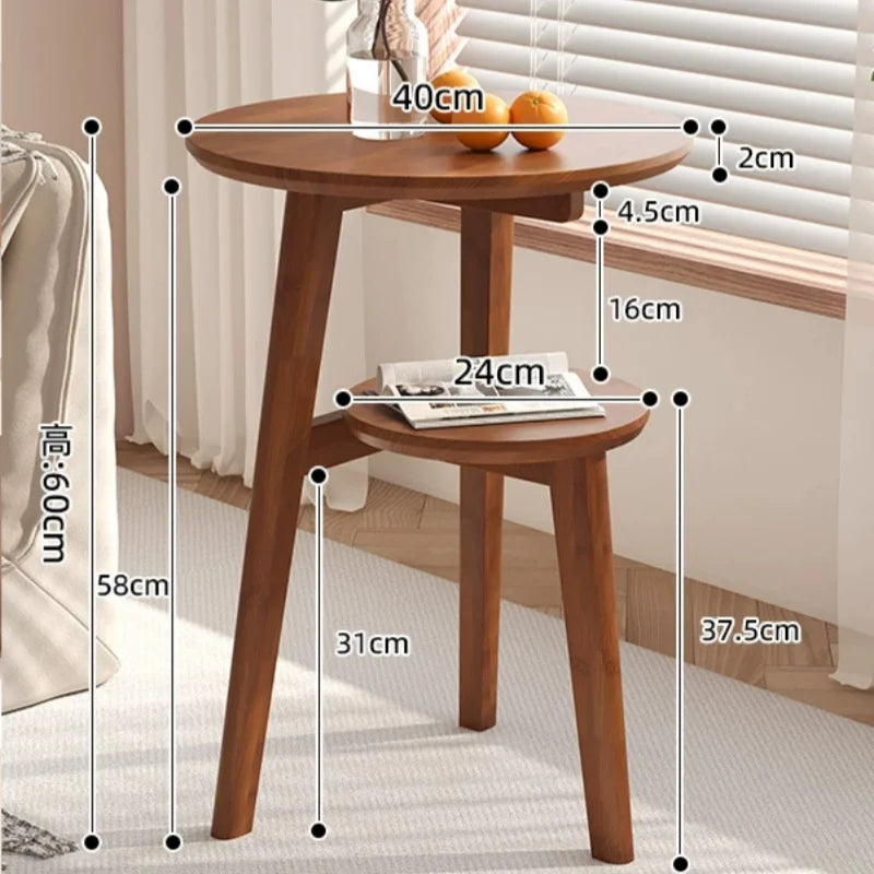 Table Basse Ronde Bois Massif - Rangement Fonctionnel