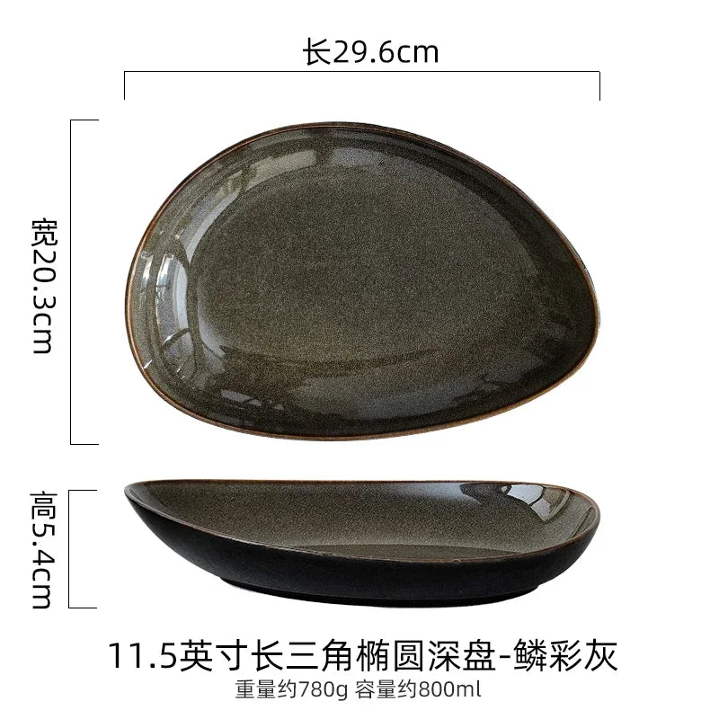 Assiette Creuse Triangulaire Céramique Style Japonais