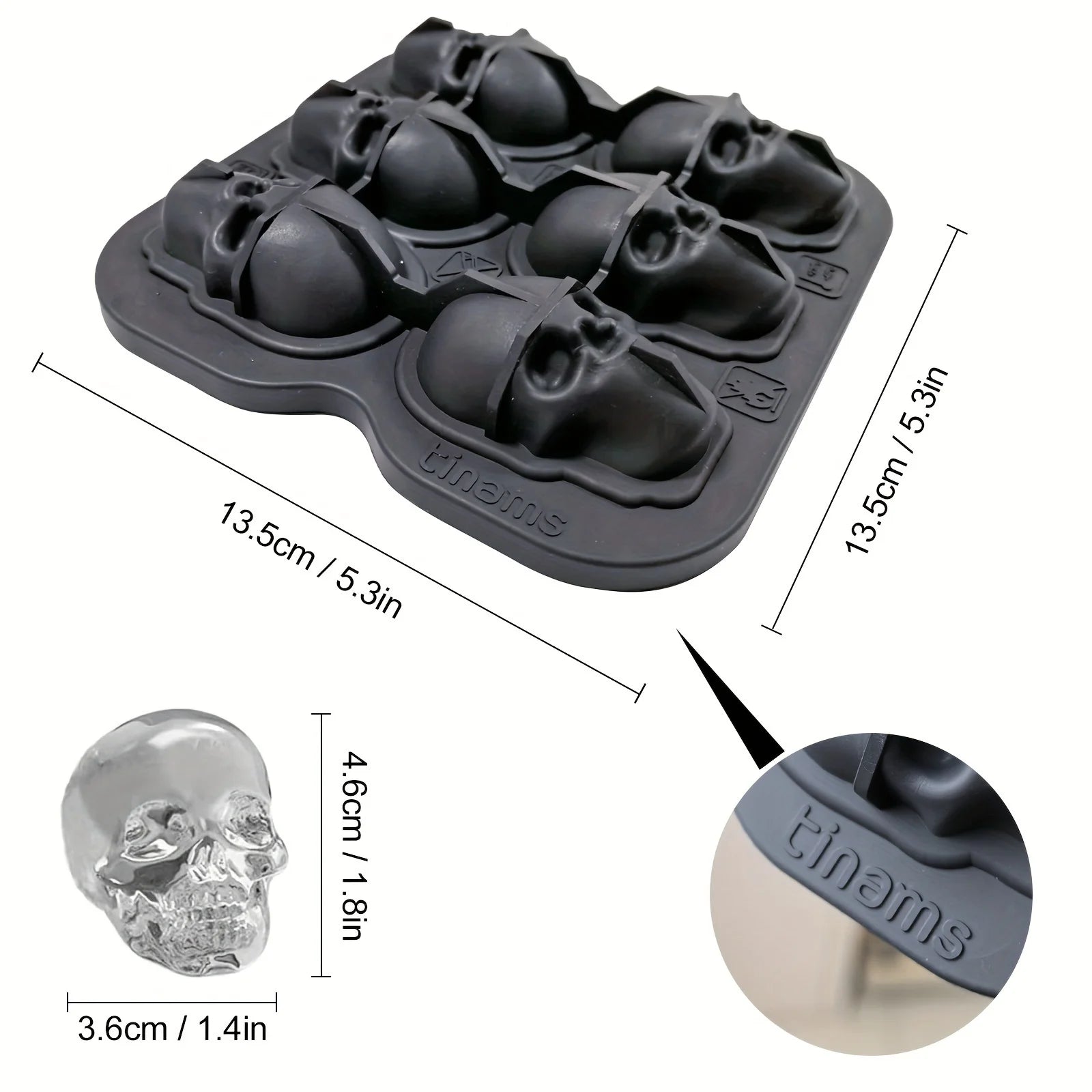 Moule à Glace Crâne 3D en Silicone Flexible