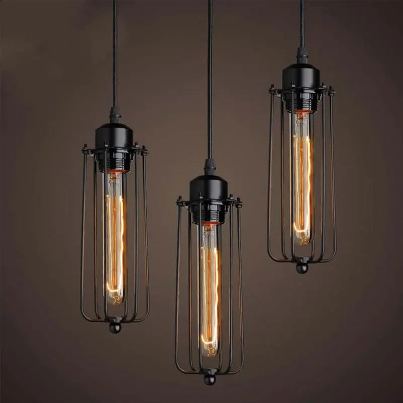 Petit Lustre Style Industriel Fer Rétro Américain