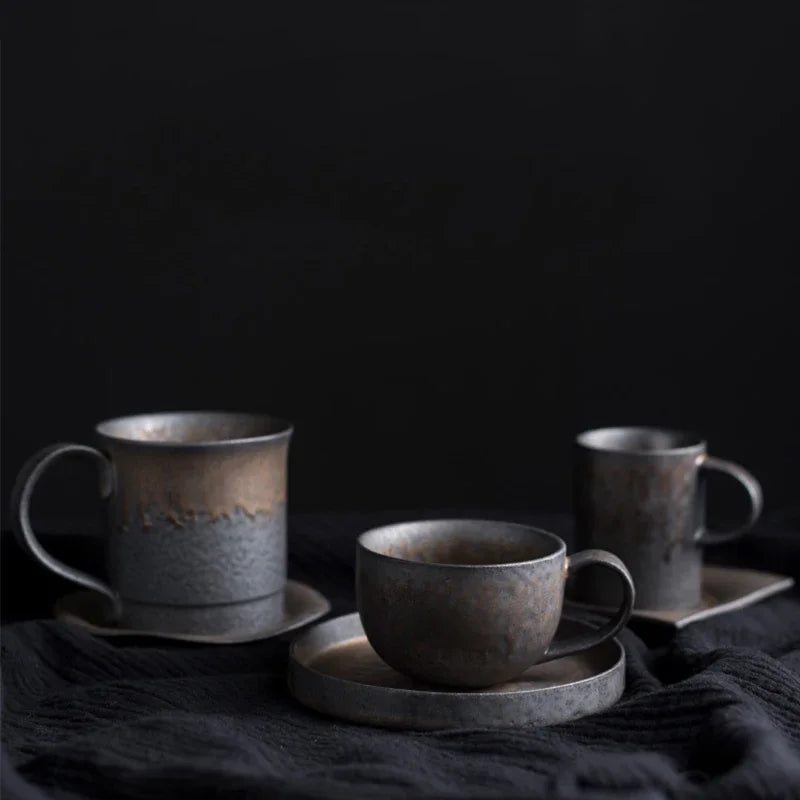Tasse en Céramique Style Japonais Vintage Glaçure Rouille