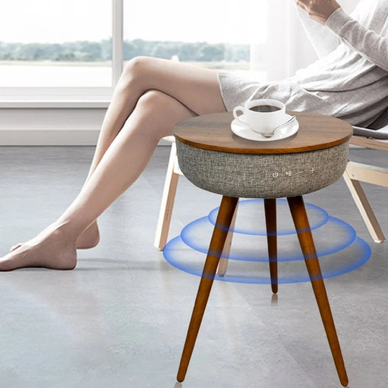 Table Basse Connectée - Chargeur Sans Fil et Enceinte Bluetooth
