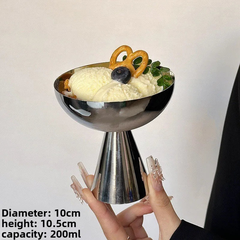 Coupe à Dessert Acier Inoxydable Style Rétro Base Haute