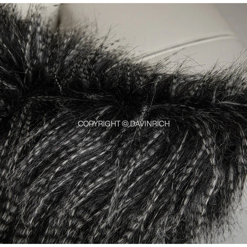 Housse de Coussin Fourrure Noire - Style Art Déco