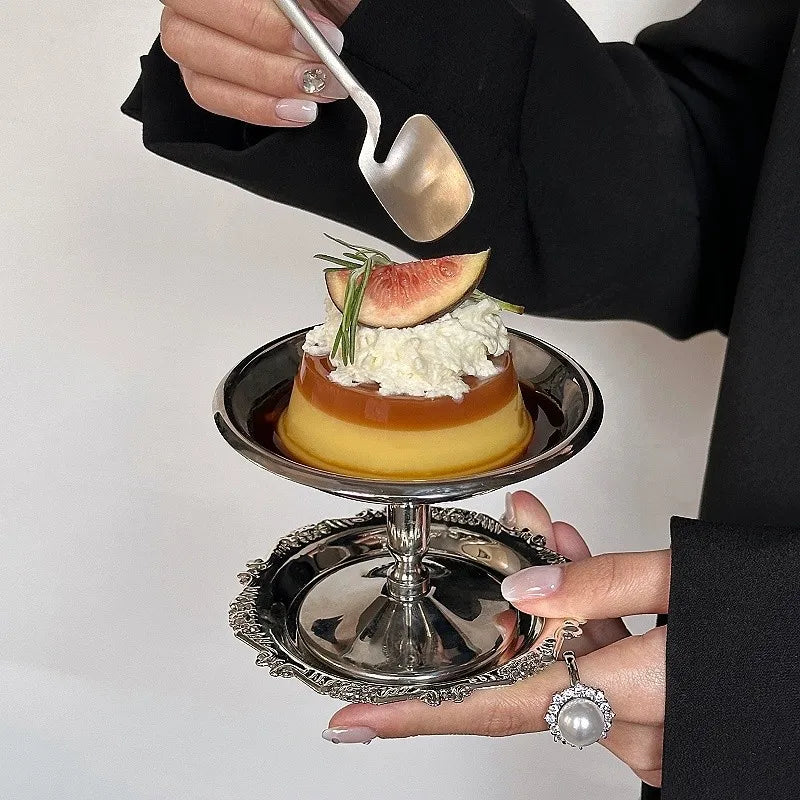 Coupe à Dessert Acier Inoxydable Style Rétro Base Haute