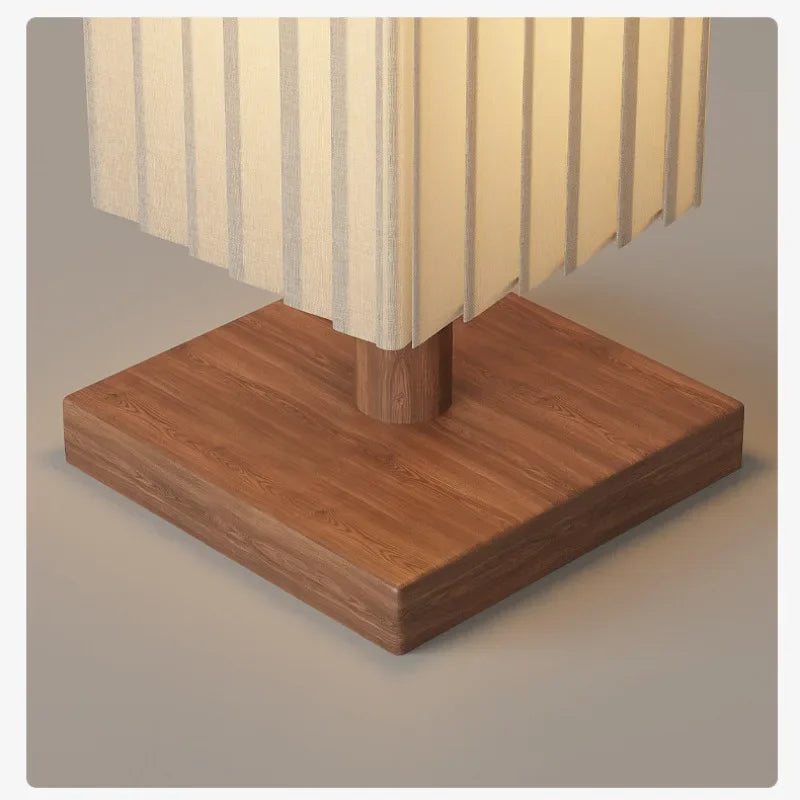 Lampe sur Pied Bois et Tissu - Veilleuse Décorative LED