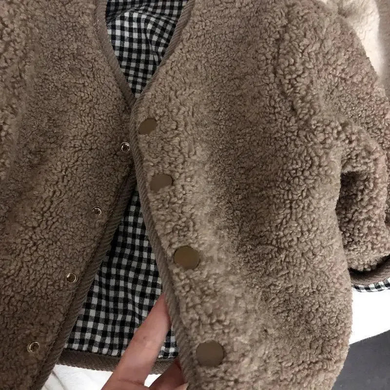 Veste Enfant Réversible Chaude à Carreaux