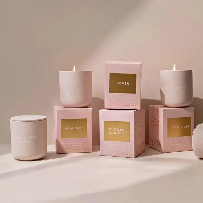 Bougie Parfumée en Pot de Céramique - Cire Végétale et Mèche en Bois