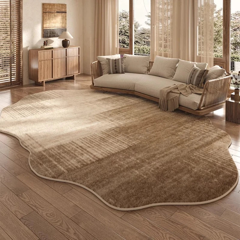 Tapis Léger Luxe Forme Irrégulière Peluche Épaisse