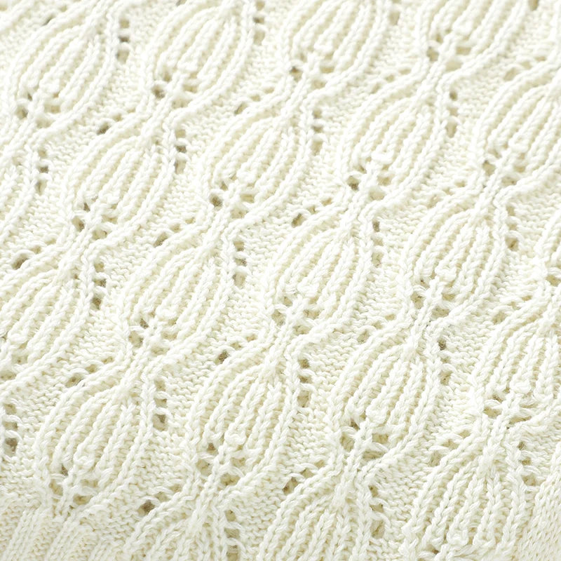 Couverture Bébé Tricotée Coton Unie 90x70cm