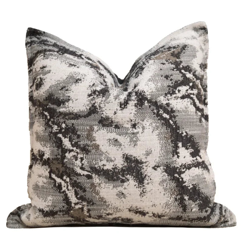 Housse de Coussin Encre de Chine Style Rouge et Gris