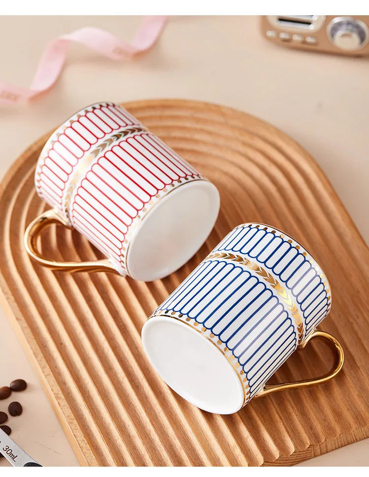 Tasse à Café en Céramique Dorée Peinte Main
