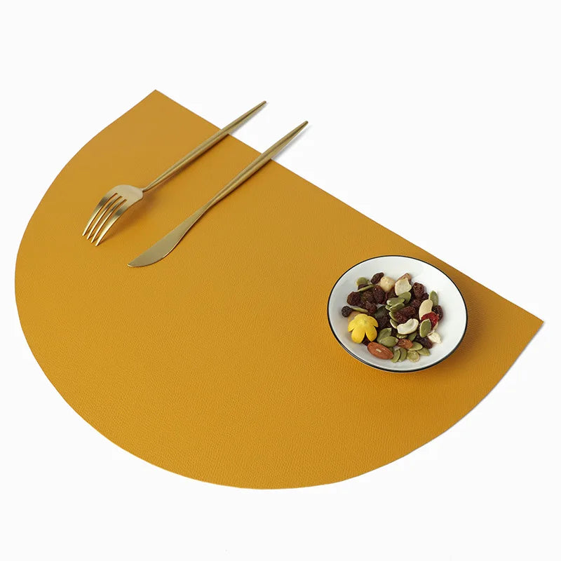 PU Leather Placemat – Semicircle Waterproof Table Mat