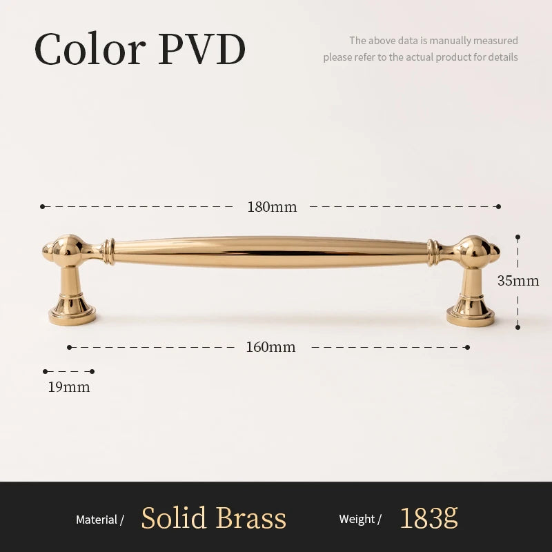 Solid Brass Handle – PVD Gold Drawer Pull