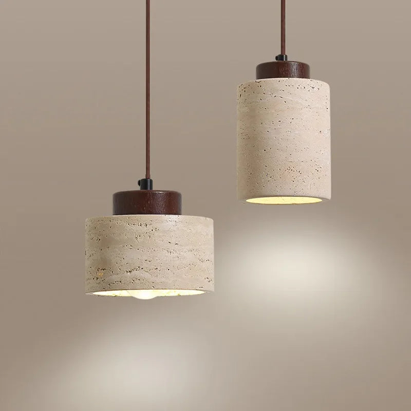 Suspension Chevet Pierre Jaune Style Wabi-Sabi Design