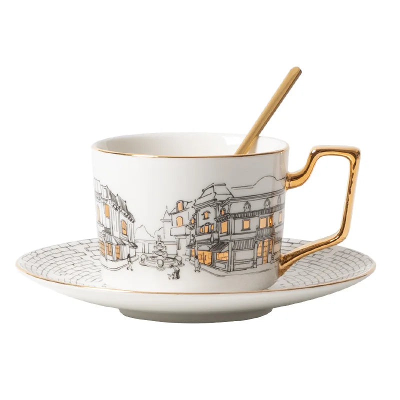 Tasse à Café Vintage Style Européen avec Soucoupe
