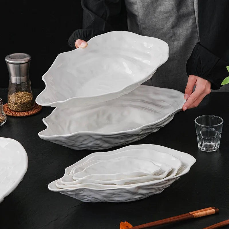 Assiette en Céramique Forme Huître Style Artistique