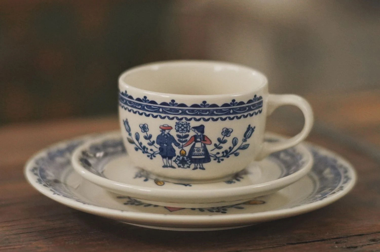 Tasse à Café Peinte Main Motif Champêtre Rétro