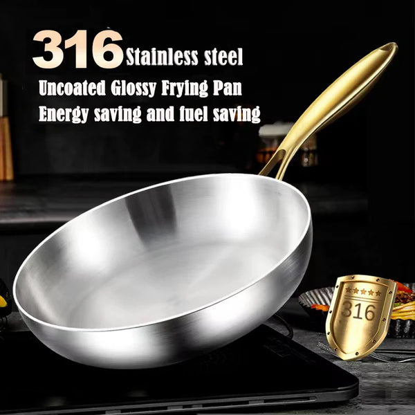 Poêle Wok Antiadhésive en Acier Inoxydable 316