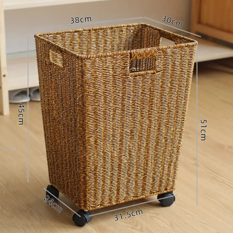 Panier de Rangement Rond Tressé - Style Rotin