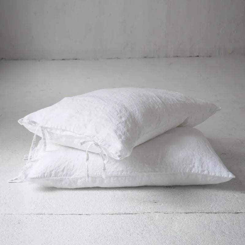 Housse de Coussin Lin Pur Nœud Papillon Bleu Foncé